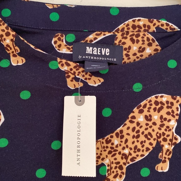 Anthropologie Navy Leopard Print Short Sleeve Tee - Picture 2 of 11